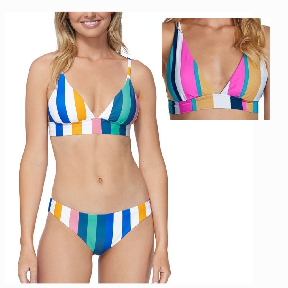 RAISINS Curve Juniors Belle Mar Striped Bikini Size Medium